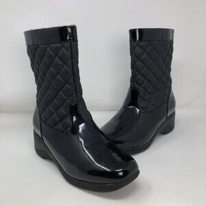 Bass Boots Womens 9M Black Glacier Zipper Quilted Faux Fur Lining Winter Snow